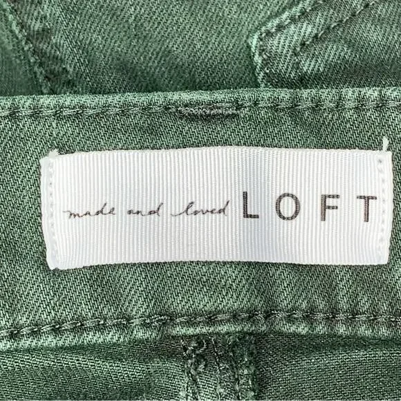 Loft Skinny Jeans Double Frayed Hem 5 Working Pockets Belt Loops Green Size 26 - Picture 12 of 14